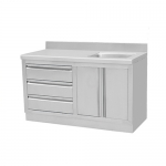 SS304 1.2m Single Sink Bench With Drawers and Cabinet