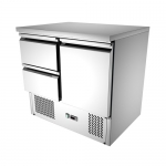 SS304 0.9m 1 Door 2 Drawers Static Cooling Salad Work Bench