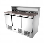 SS304 3 Doors Static Cooling   Salad Work Bench With Marble Top