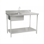 SS304 1.2m Single Sinks Bench With Under Shelf