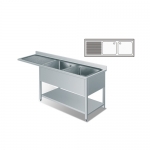 SS304 1.4m Double Sinks Bench With Splashback