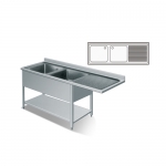 SS304 1.8m Double Sinks Bench With Splashback