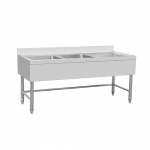 SS304 1.8m European Style Double Sinks Bench With Splashback