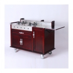 Wooden Flame Cooking Cart With Cabinet