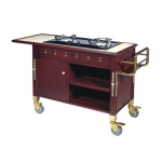Wooden Flame Cooking Cart With Marble Top
