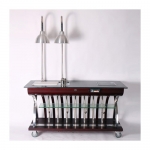 Luxury Marble Top Wooden Flame Cooking Cart With Double Heating Lamp