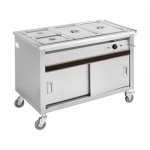 Electric 3 Pans Bain Marie Buffet Trolley With Cabinet
